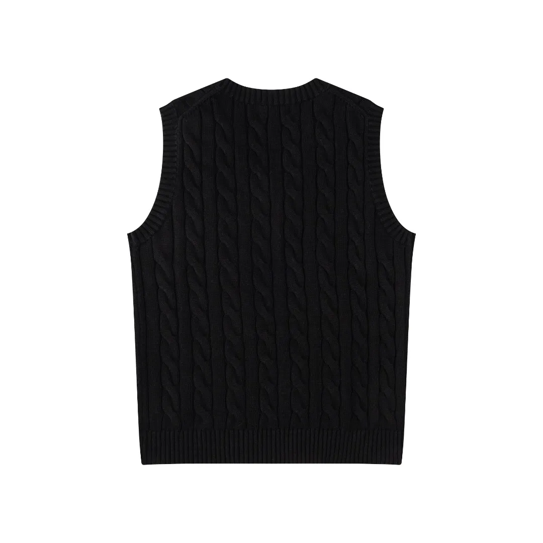 P176 #R82 Ralph Lauren Small Label Cable V Neck Vest Sleeveless Twist Sweater Women's Top Size: XS S M L Color: White Yellow Light Blue Pink Khaki Gray Navy Black Classic Cotton Yarn 100% White Cotton High Quality Classic Style Has Always Been Popular! The workmanship details are very good! Wearing a vest with a shirt is always the standard, with classic brand embroidery on the chest! All major stars have the same style! Best for couples. High quality goods! Xinjiang cotton micro-elastic and smooth fabric has excellent quality. Pure cotton is soft and skin-friendly. Length: 60/61/63/65 Bust: 44/46/49/52 Shoulder width: 36/37.5/39/41